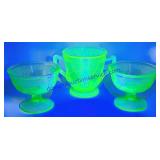 3 Pc Uranium Glass Set