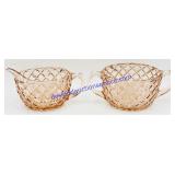 Rose Glass Sugar Bowl & Creamer Cup