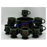 Enesco Poinsettia ceramic punch bowl set