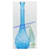 Blue Bubble Art Glass Decanter w/ Top