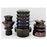 3 Brown Ceramic Insulators