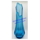 19" Blue Swung Glass Vase