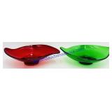 Ruby Red Amberina & Green Glass Dishes