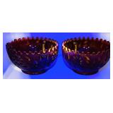 2 Ruby Red Amberina Candle Bowls