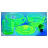 5 Misc Unmatched Pieces Uranium Glass
