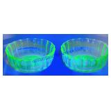 2 Small Uranium Glass Dishes