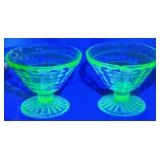 2 Uranium Glass Sherbet Cups