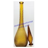 Diamond Point Amber Art Glass Decanter w/ Top