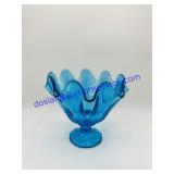 Blue Art Glass Candy Dish