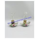 Pair of white porcelain Aladdin-style oil lamp
