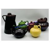 6 Small Stoneware Kettles