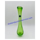 11" Green Swung Glass Vase