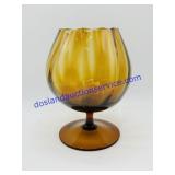 Amber Art Glass Stemmed Vase