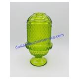Diamond Point Green Glass Fairy Lamp