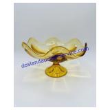 6 Petal Amber Glass Dish