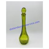 Olive Green Art Glass Decanter