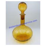 Amber Blown Art Glass Decanter