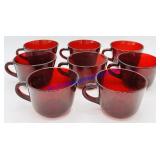 8 Pc Ruby Red Glass Tea Cup Set