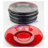 12 Small Ruby Red Glass Plates