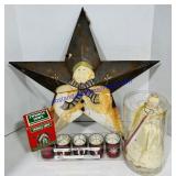 Holiday Tree Topper, "Joy" Candles, Porcelain