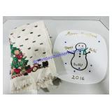 Hand Painted Snowman Plate, Decorative Christmas