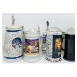 4 Collectors Ceramic Lidded Beer Steins
