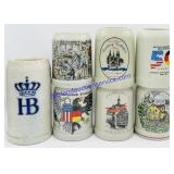 7 Stoneware Collectors German Beer Mugs