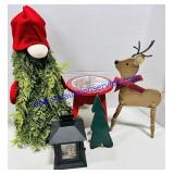 Wooden Christmas Stool, Evergreen Gnome,