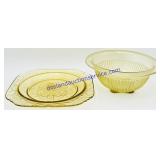 Yellow Depression Glass Plate & Bowl (Chips)