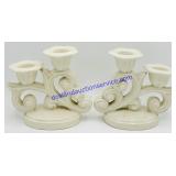 2 Japanese Porcelain Duel Candle Stick Holders