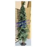 6 Foot, Wood Post Christmas Tree With Lights