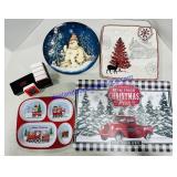 Christmas Plates, 2 Placemats, Scrabble Flash