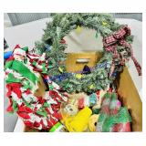 Box of Christmas Craft Items, Ribbon