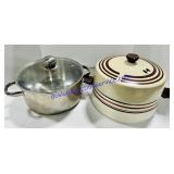 Large Pots with Lids, 1 Stainless Steel, 1