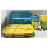 4 Plastic kids Trays And Cups
