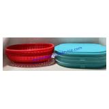 6 Red Food Baskets And Stakable Food Containers