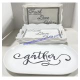 5 Plastic Snack Trays And Ceramic Cookie Plates