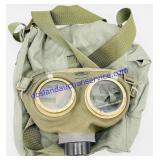 Vintage Hungarian 75M Green Fabric Gas Mask w/