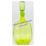 Amberina Green Blown Art Glass Decanter w/ Top