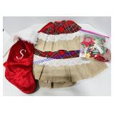Tree Skirt, S Stocking, Bag of Ornaments