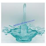 Turquoise Glass Large Candy Basket
