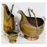 3 Pc Large & Small Copper Pitcher Set w/
