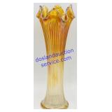 Opalescent Carnival Ribbed Glass Vase