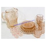 18 Pieces Rose Depression Glass Dishes
