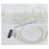 3 Pyrex Clear Glass Dishes