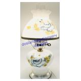 Opaque Floral Pattern Glass & Metal Electric