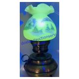 Painted Opaque Uranium Glass Electric Hurricane
