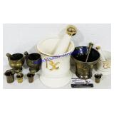 9 Novelty Metal & Ceramic Mortar & Pestles