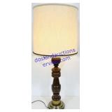 Cloth Shade Metal & Wood Base Lamp (Damaged