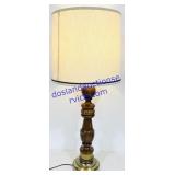 Cloth Shade Metal & Wood Base Lamp (Working)